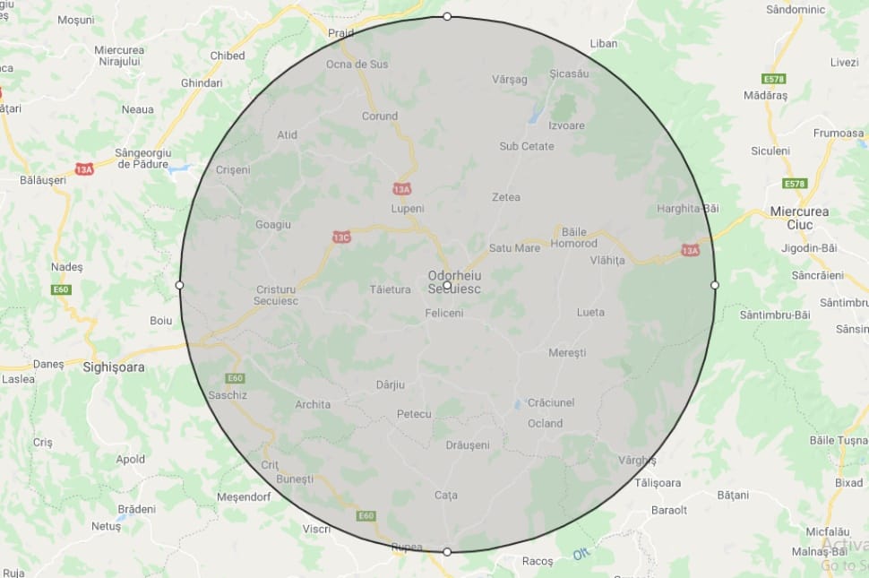 Meddig tart Udvarhely 30 kilométeres körzete?